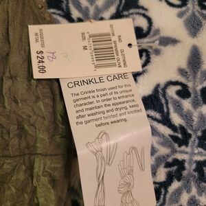 Crinkle Olive Green Top - Size M